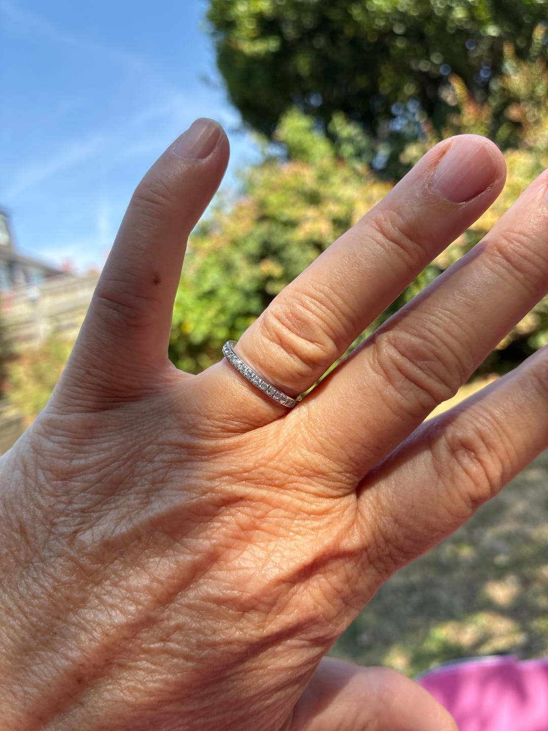 Customer photo review of 3mm White Gold Full Glitz Eternity Ring | Cubic Zirconia Stacking Ring