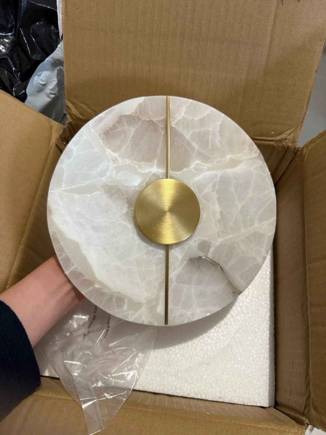 Customer photo review of Circular LED Light Sconce With Marble Accent, Modern Nordic Style