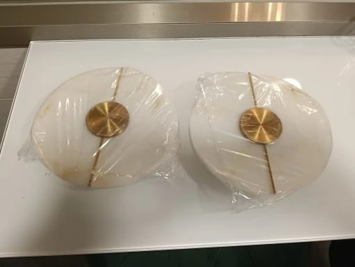 Customer photo review of Circular LED Light Sconce With Marble Accent, Modern Nordic Style