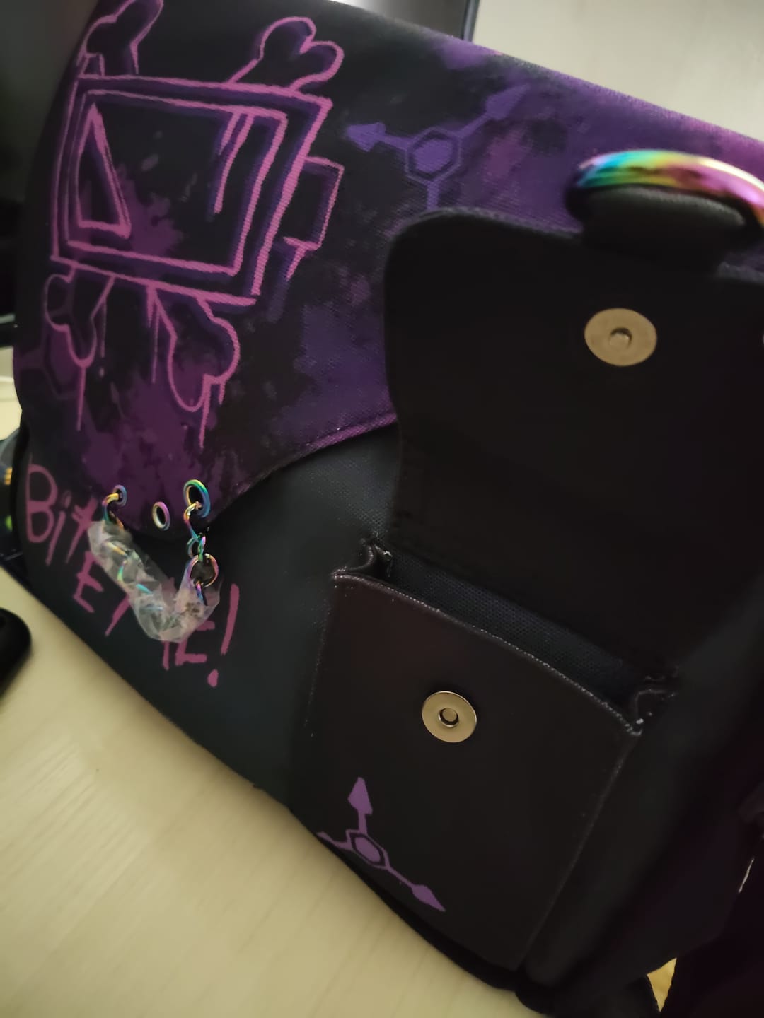 Customer photo review of Murder Drones Laptop Bag