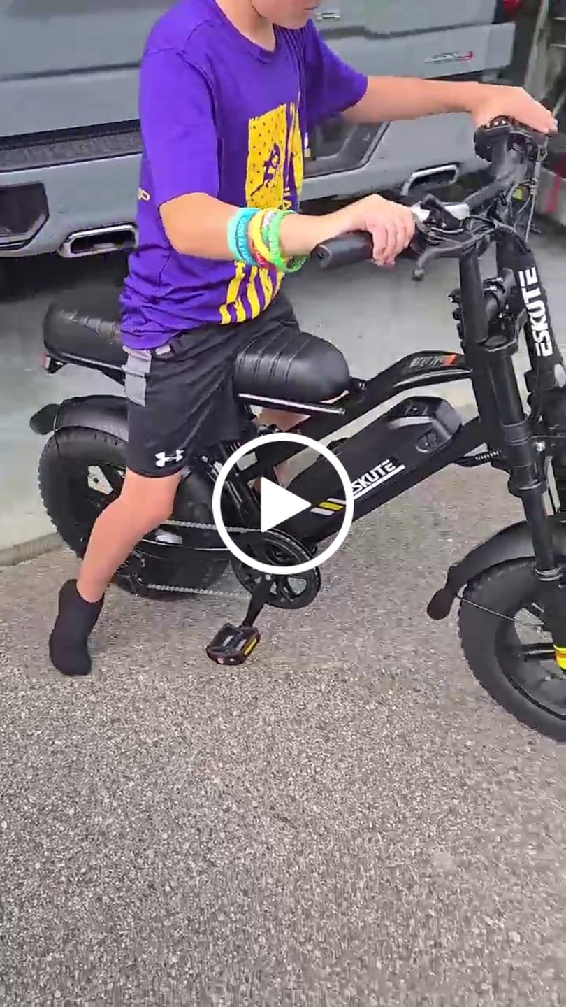 Customer video review of Eskute® V100 16*4.0" Electric Bike for Kids&Teens