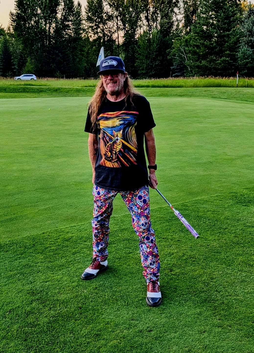 Customer photo review of Birdie Pant - Mosaic Skulls Blue