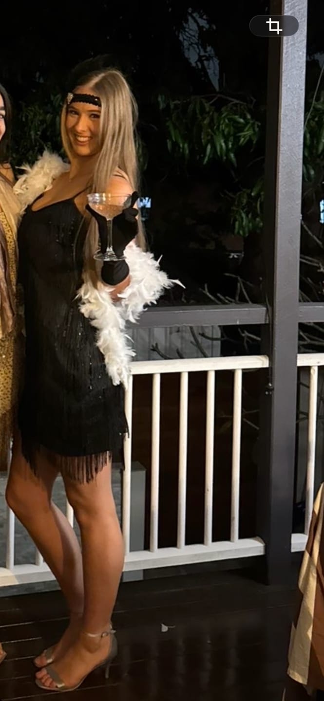 Customer photo review of 1920s Fringe & Sequin Flapper Dress - Black