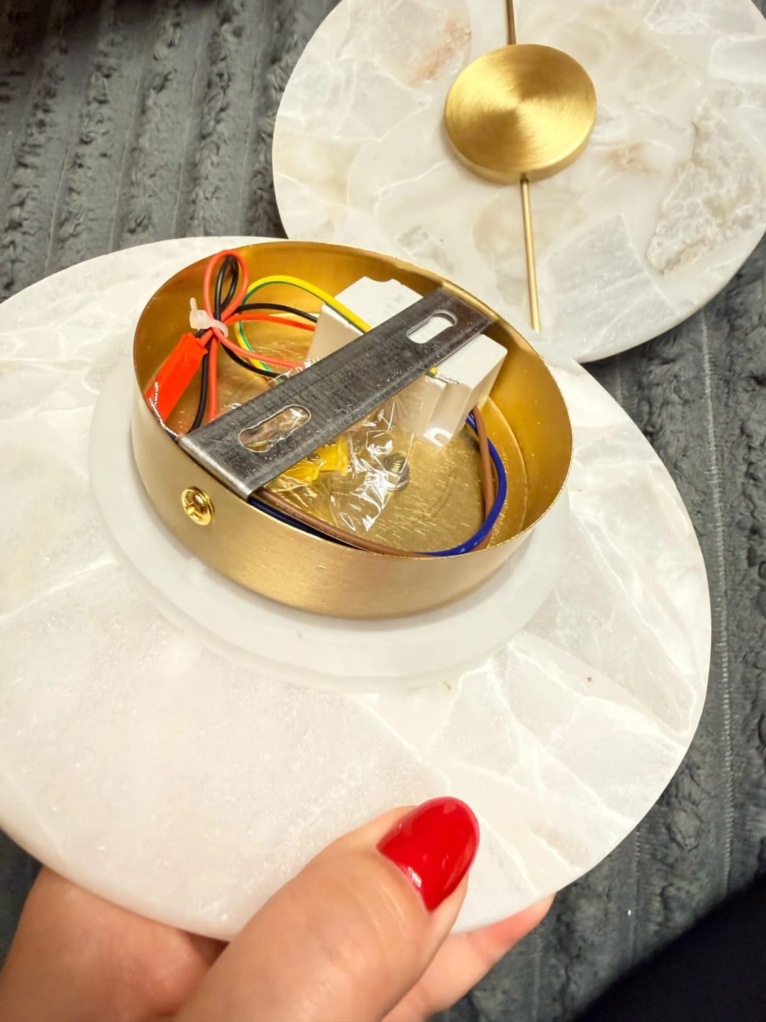 Customer photo review of Circular LED Light Sconce With Marble Accent, Modern Nordic Style