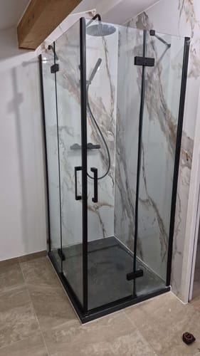 Customer photo review of Panneau Mural PVC Effet Marbre Blanc Marron - 260 x 120 CM