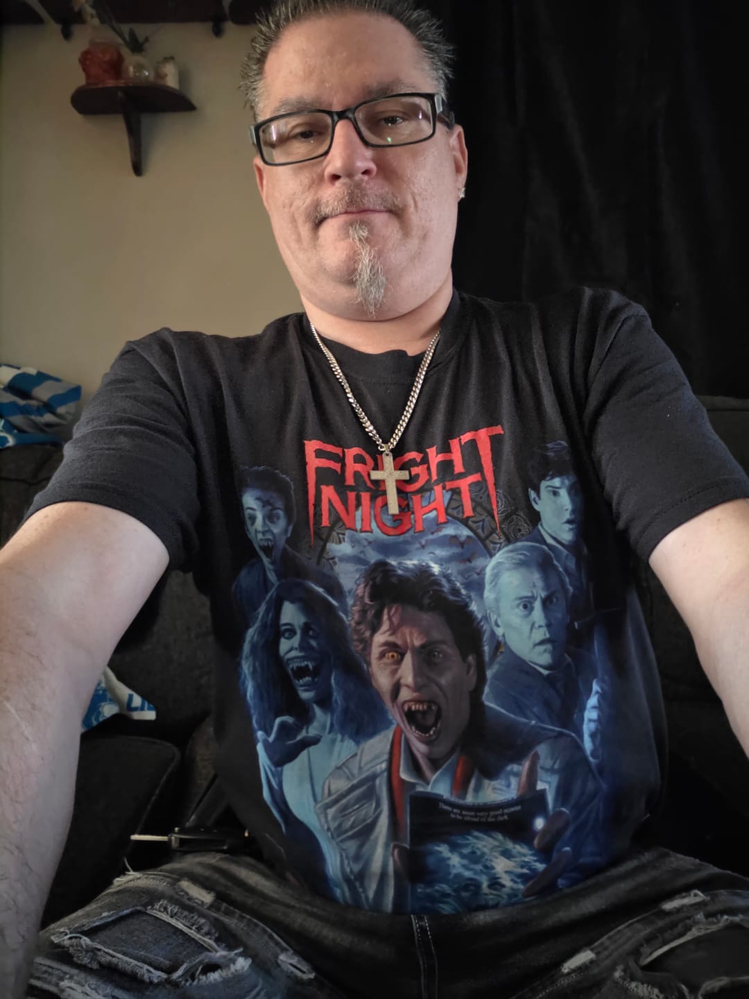 Customer photo review of FRIGHT NIGHT: VHS HORROR AD - T-SHIRT (COMFORT COLORS)