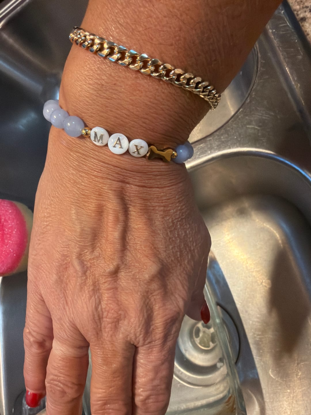 Customer photo review of Custom Pet Name Crystal Bracelet