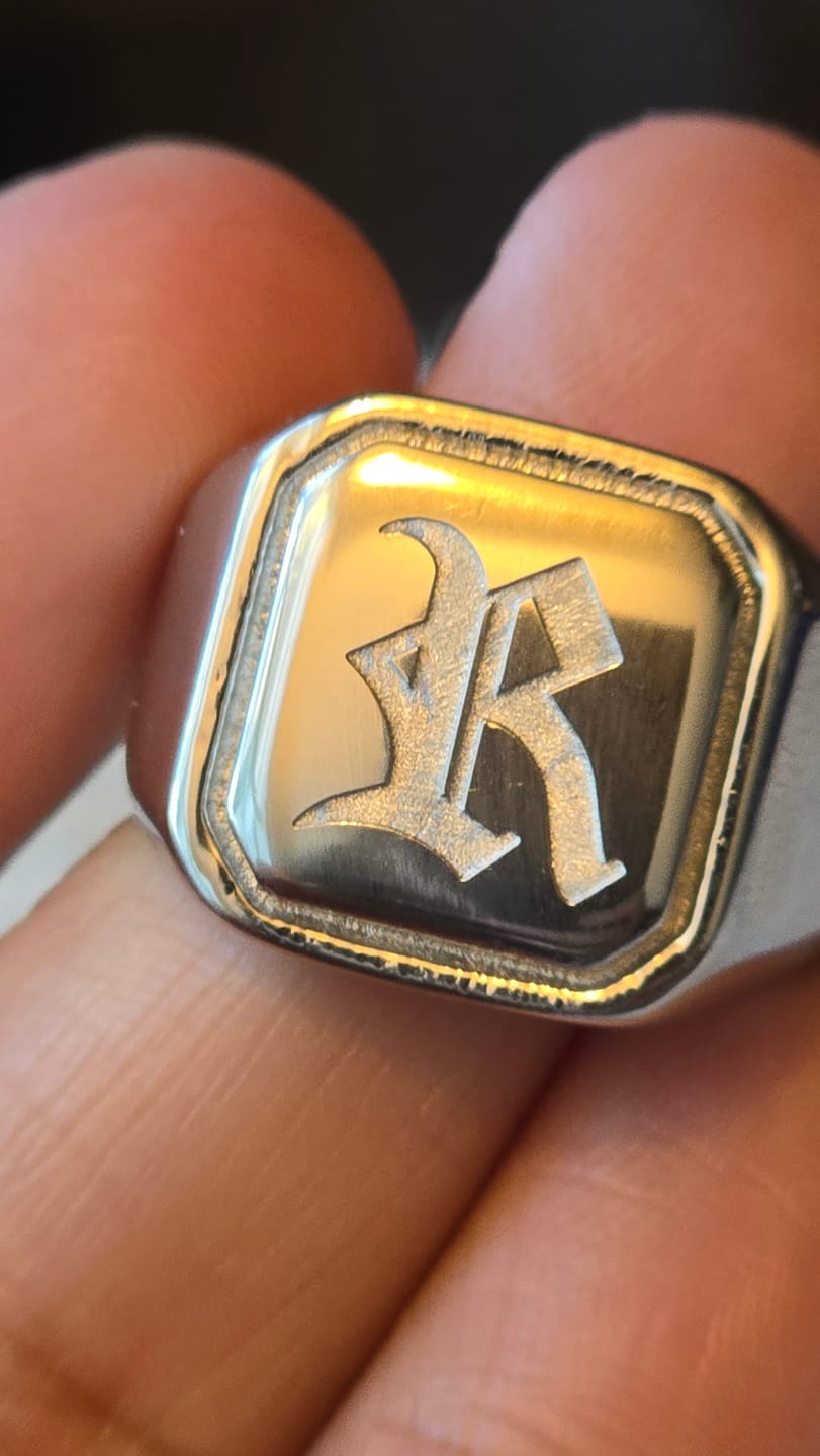 Customer photo review of Hex Initial Signet Ring