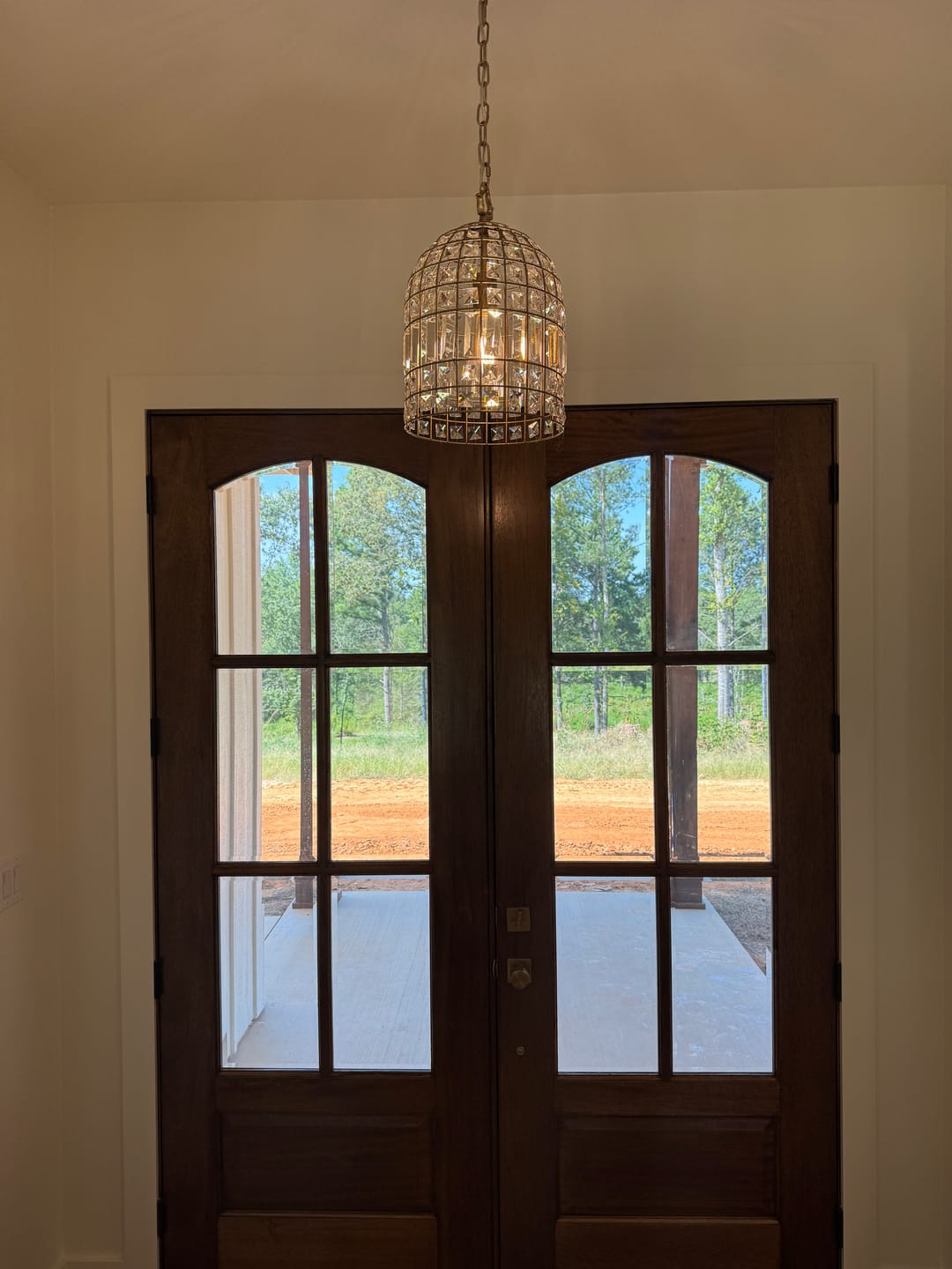 Customer photo review of French Shabby Chic Antique Brass Crystal Cage Chandelier