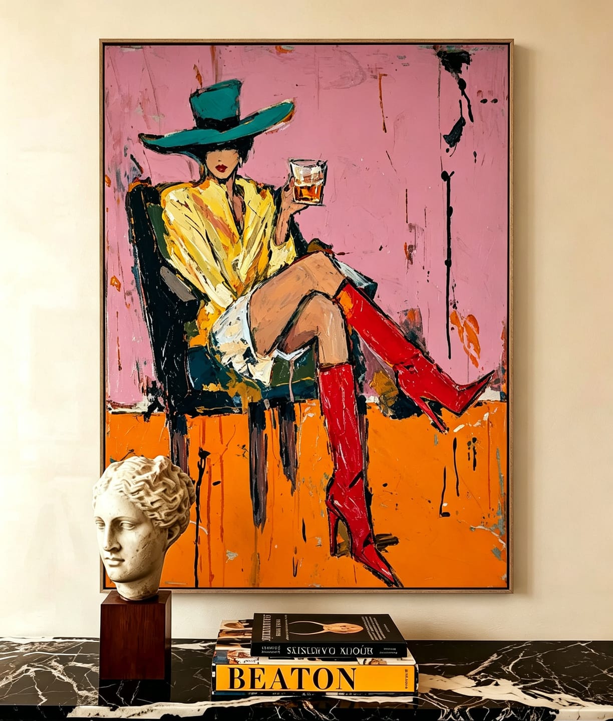 Customer photo review of Teal Lounge-Cowgirl Portrait Painting