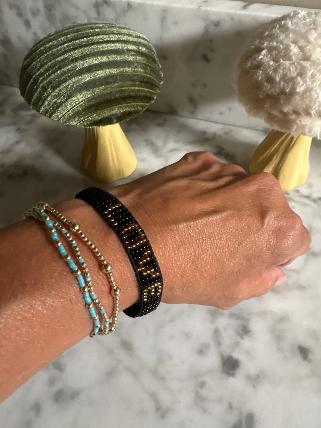 Customer photo review of Woven LOVE Bracelet - Black/Gold