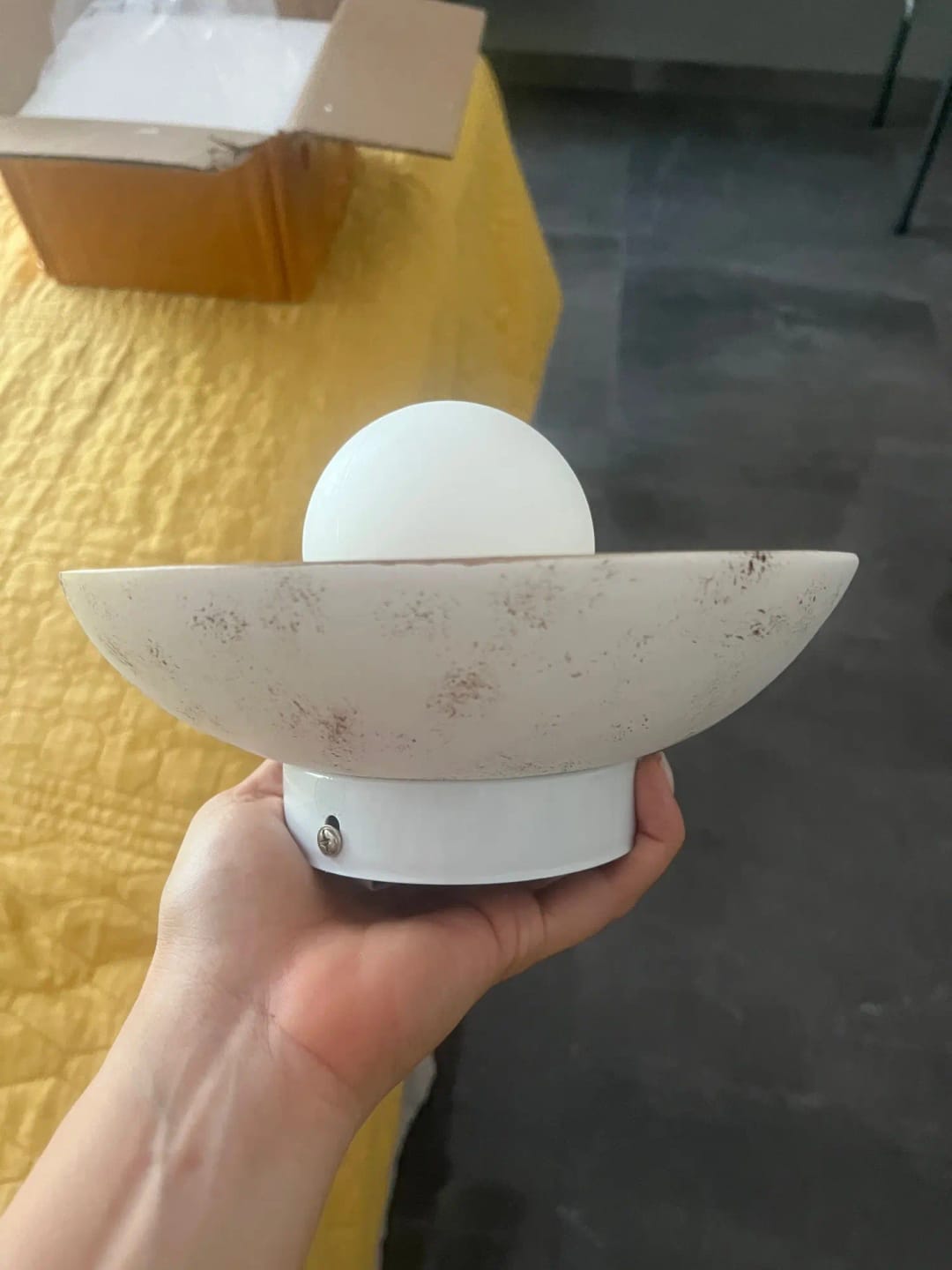 Customer photo review of LED Round Wall Sconce Vintage Resin Look 1-Light Fixture