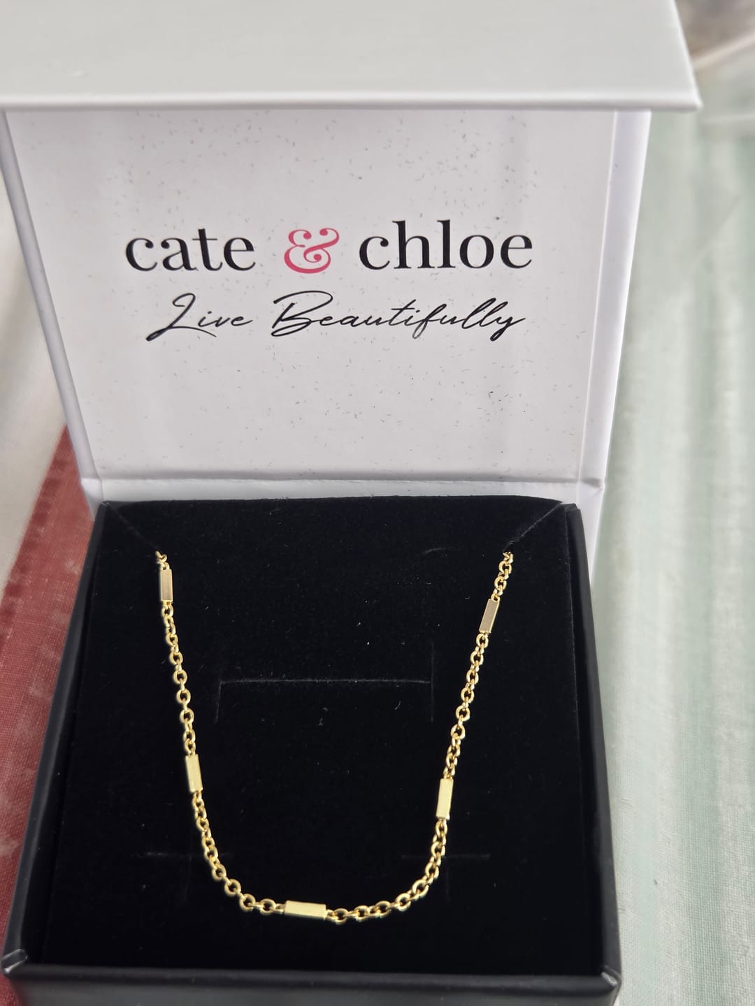 Customer photo review of Cassidy 18k White Gold Plated Stacking Necklace Chain
