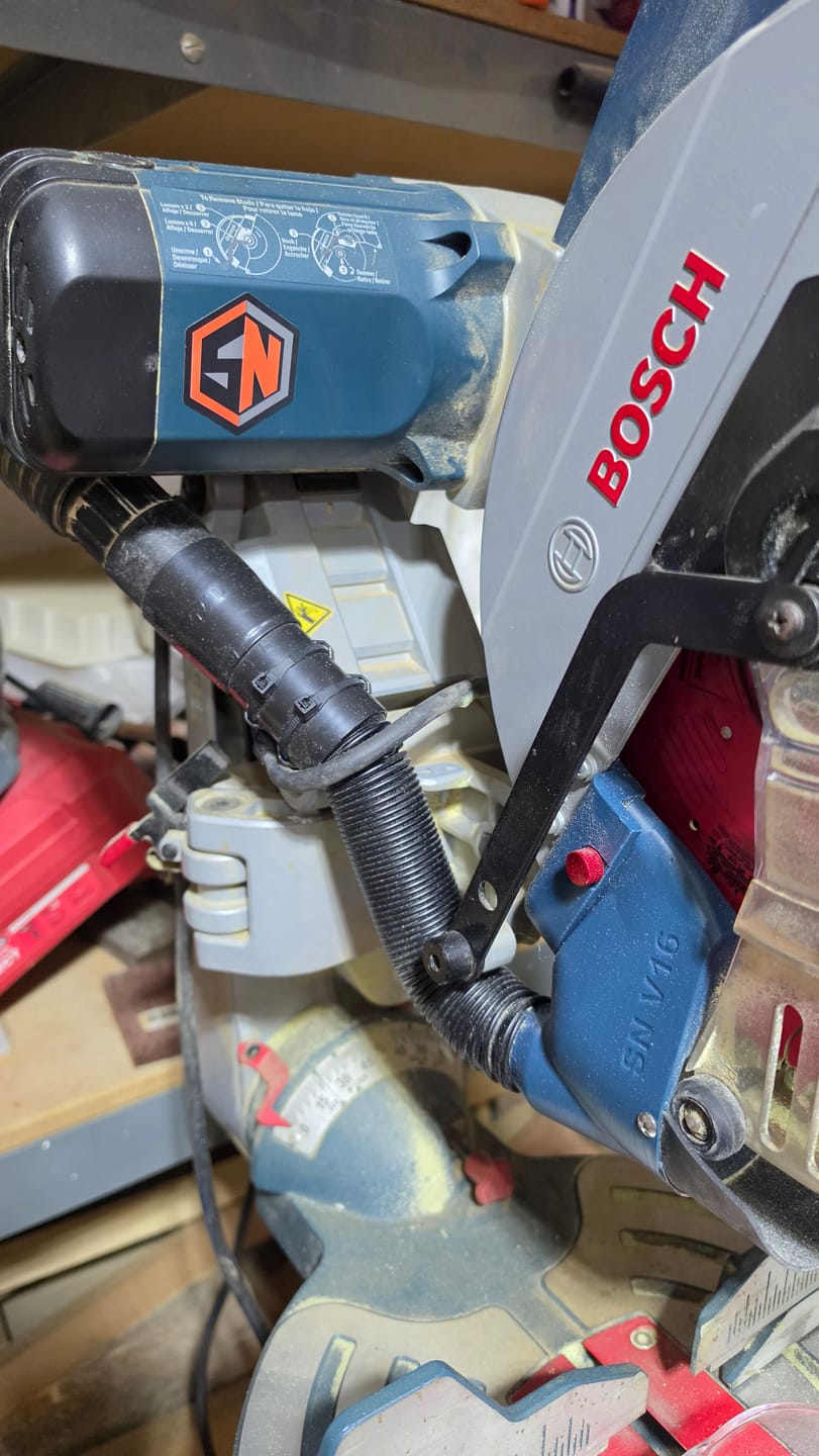 Customer photo review of Dust Collection Chute for Bosch Axial Glide Miter Saw