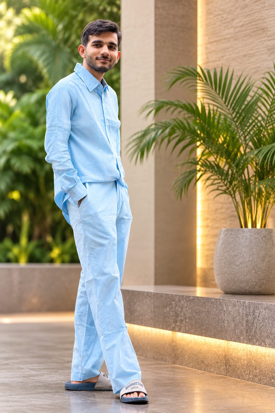 Customer photo review of Pure Cotton Linen Cord Set - Sky Blue