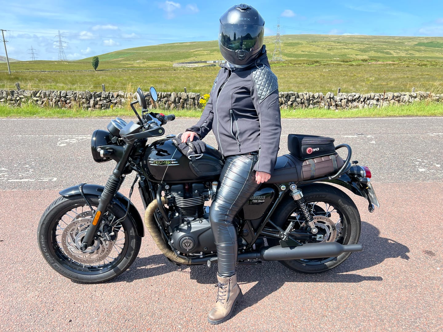 Customer photo review of Roadskin® "Freya" Ladies' AA rated Leather Look Motorcycle Leggings