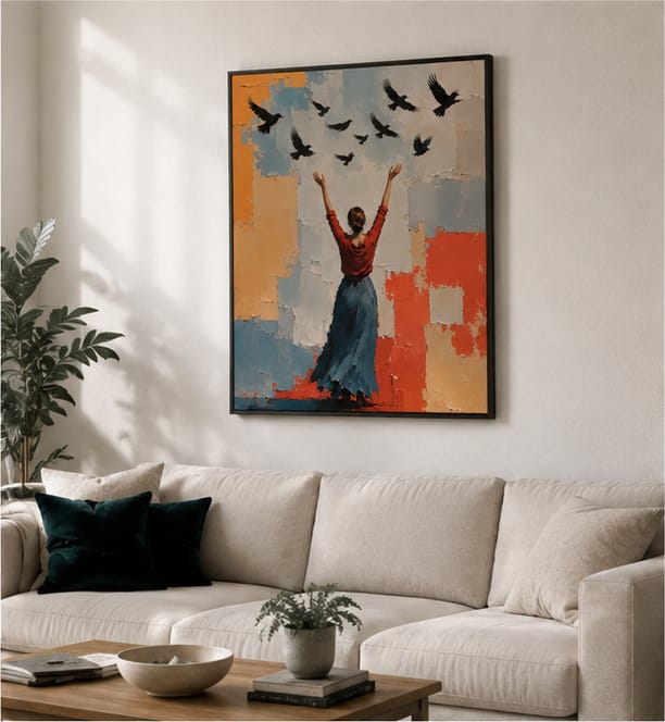 Customer photo review of Woman and Birds Canvas Wall Art