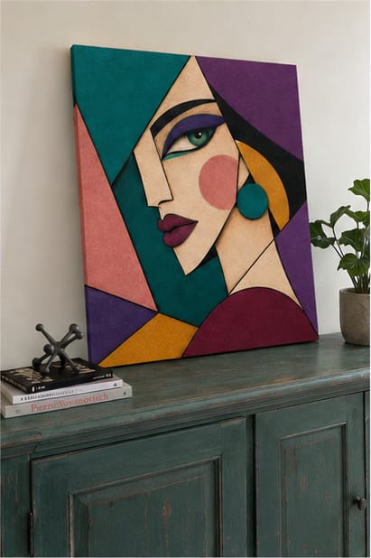 Customer photo review of Abstract Geometric Woman Canvas Wall Art