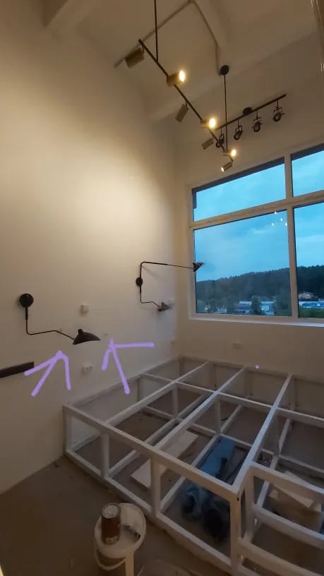 Customer photo review of Wall Sconce, Spider Long-Arm, Rotating Shade, Metal and Brass, E26 / E27