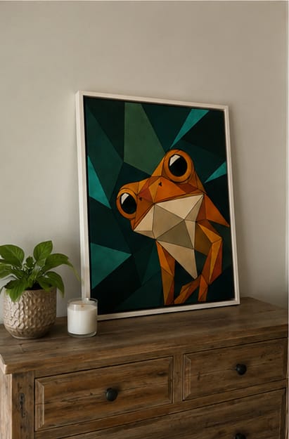 Customer photo review of Geometric Frog Canvas Wall Art