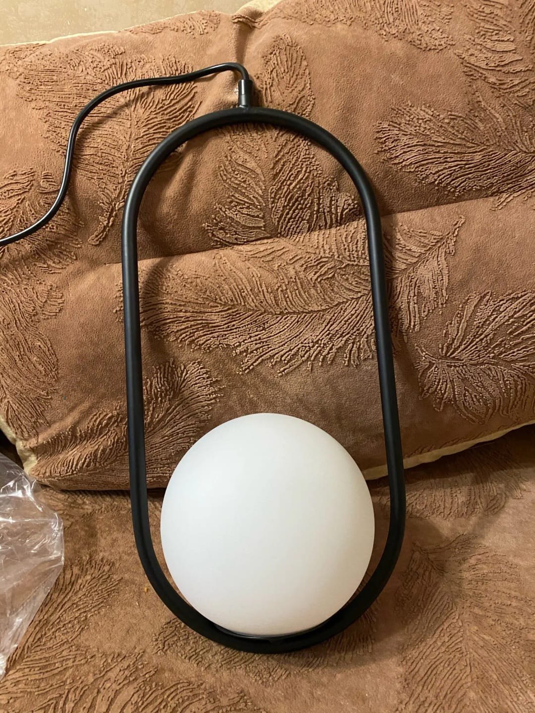 Customer photo review of Mila Pendant Light, White Glass Globe, Brass, Black or Silver, E27