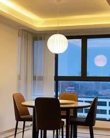 Customer photo review of Pendant Light, Crisscross Bubble, Mulberry Silk, Steel Wireframe, E26