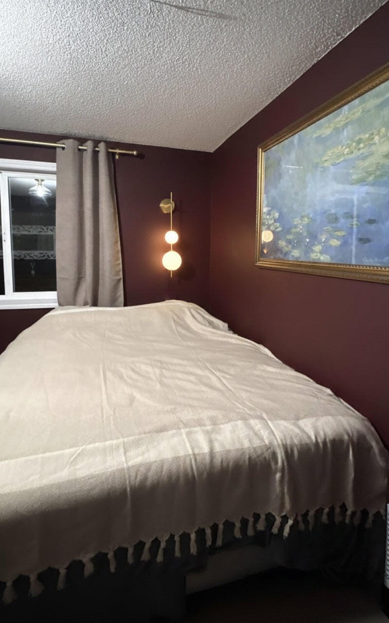 Customer photo review of Wall Lamp, Stacked Glass Globes, Matte White Shades, Integrated LED, Dimmable