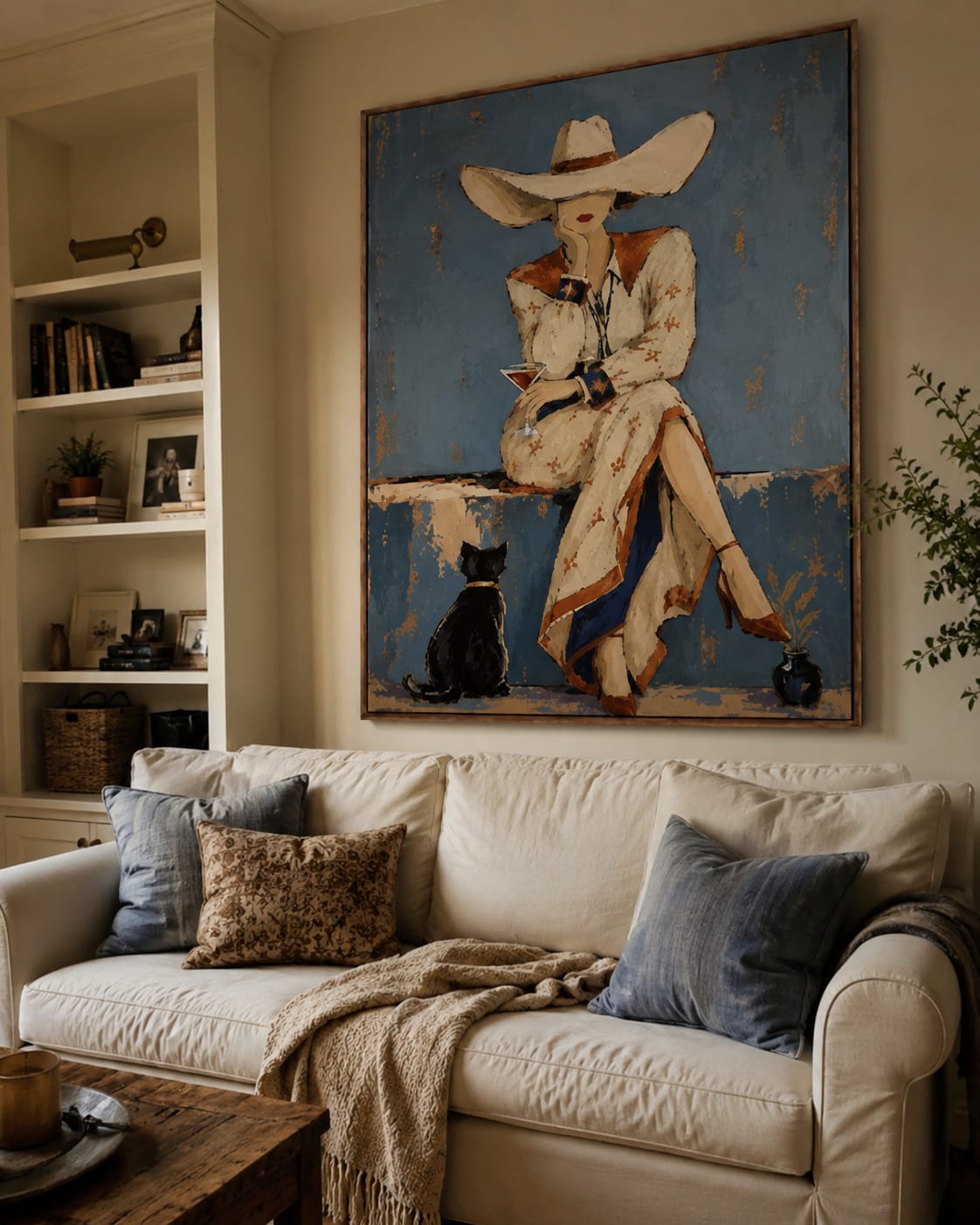 Customer photo review of Blue Hour-Cowgirl Cocktail Oil Painting