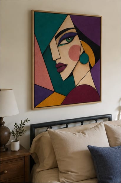 Customer photo review of Abstract Geometric Woman Canvas Wall Art