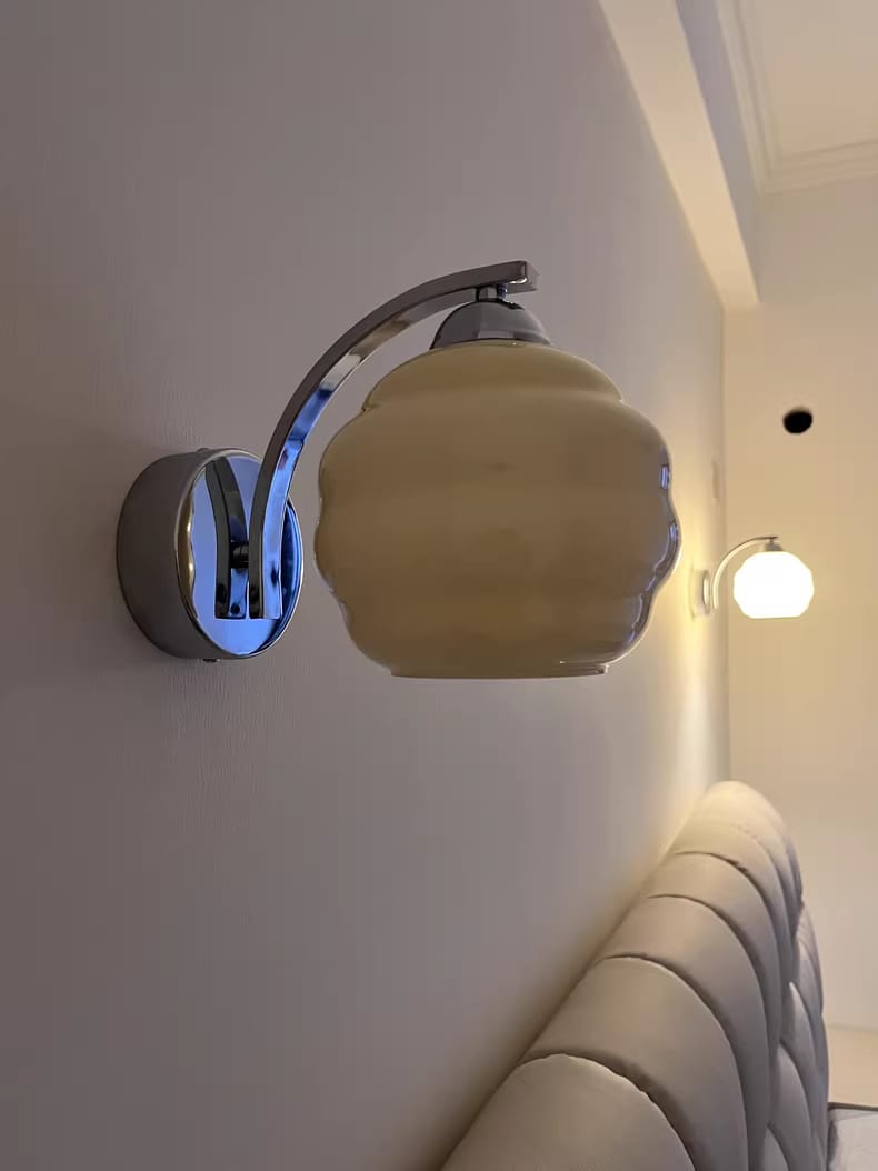 Customer photo review of Wall Sconce, Art Deco Glass Shade, E27 Gold or Chrome Finish, Gatsby