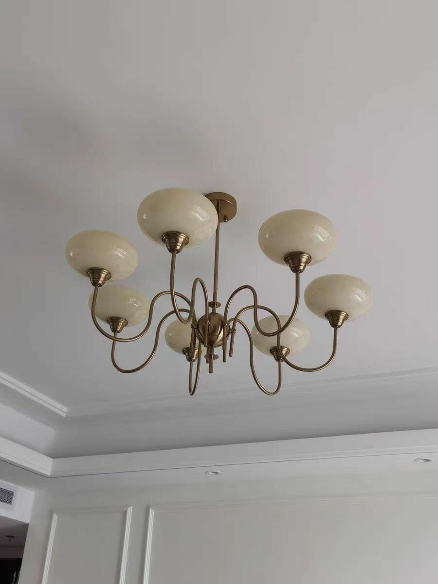 Customer photo review of Persimmon Chandelier, Milk-White & Creamy Glass, E27, Gold or Chrome