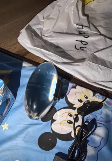 Customer photo review of Table Lamp, Atman Crystal Glass Oval, Chrome Base, Integrated LED