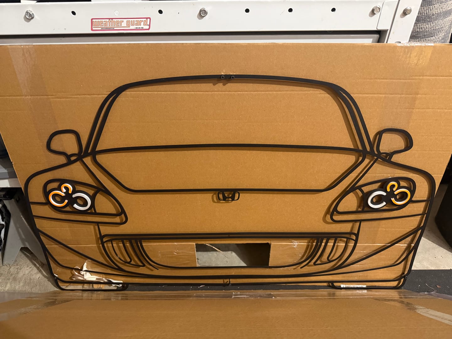 Customer photo review of 2004 S2000 Front View Metal Neon Car Wall Art