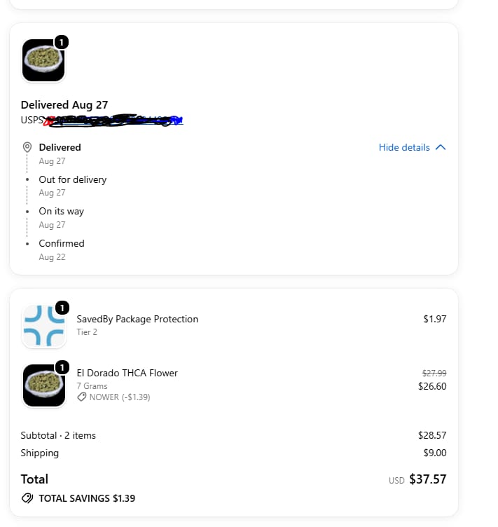 Customer photo review of El Dorado THCA Flower