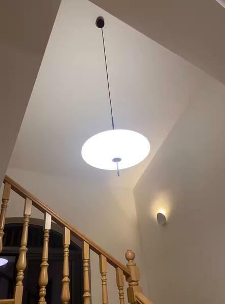 Customer photo review of Opal Disc Pendant Light, Opalescent Shade, Black or White, E26/E27