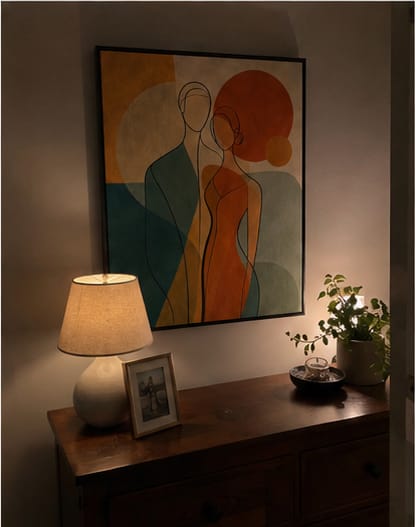 Customer photo review of Abstract Couple Canvas Wall Art