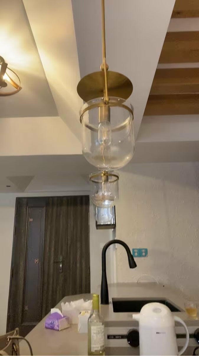 Customer photo review of Pendant Light, Amber Glass Shade, Gold Frame, E27, Lorford Cup