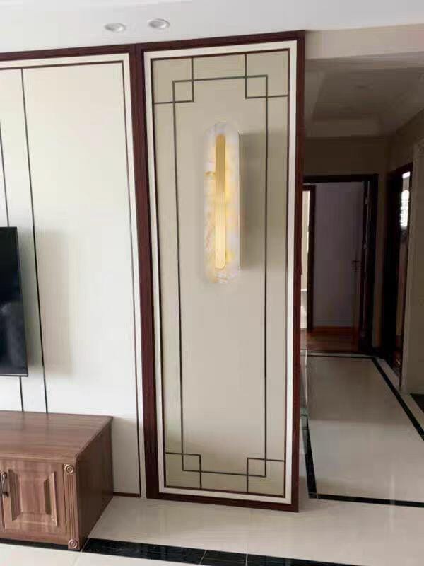Customer photo review of Wall Sconce, Genuine Alabaster & Brass, Integrated LED, Dimmable