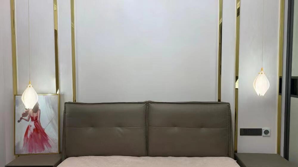 Customer photo review of Pendant Light, Ceramic Flower Shades, Brass & White, G9 LED