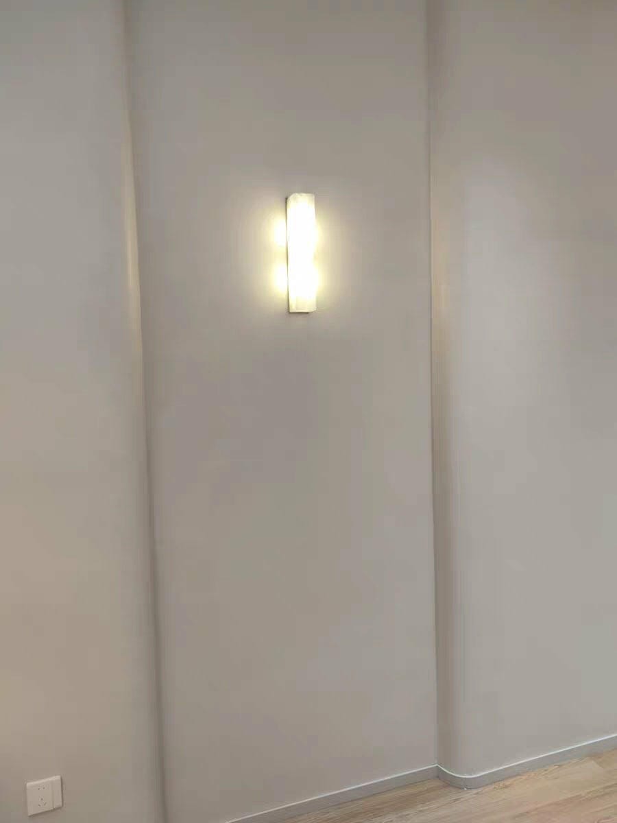 Customer photo review of Wall Sconce, Solid Carved Alabaster, Integrated LED, Dimmable