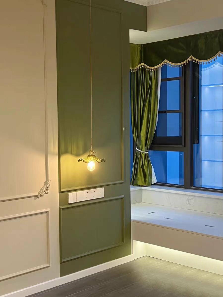 Customer photo review of Pendant Light, Fluted Hibiscus Glass Shade, Brushed Brass, E26/E27
