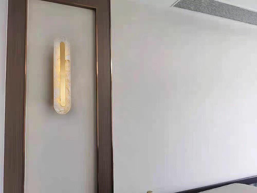 Customer photo review of Wall Sconce, Genuine Alabaster & Brass, Integrated LED, Dimmable