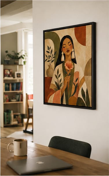 Customer photo review of Boho Woman Canvas Wall Art