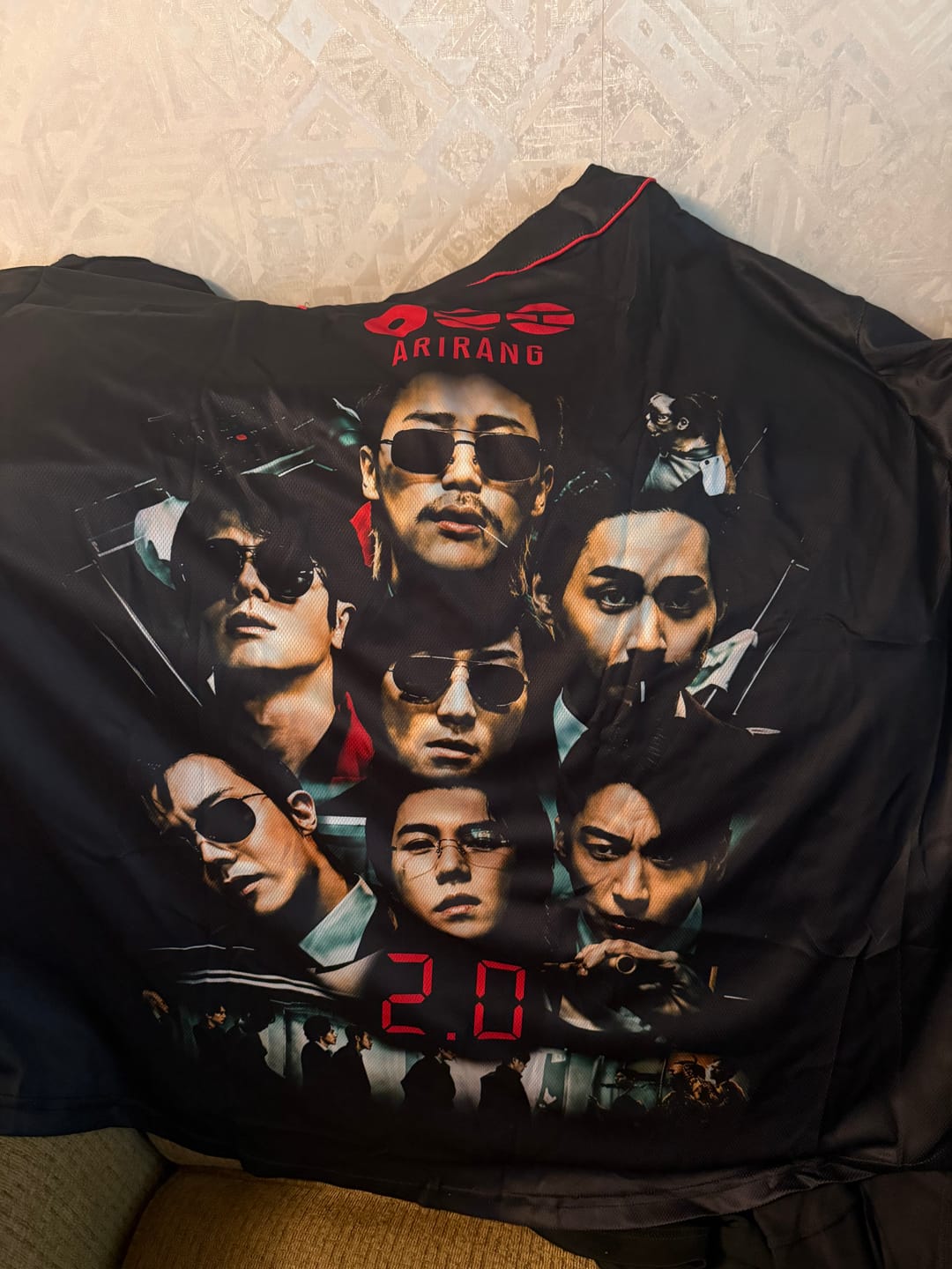 Customer photo review of BTS Arirang World Tour 20 Gangster Movie Edition Baseball Jersey
