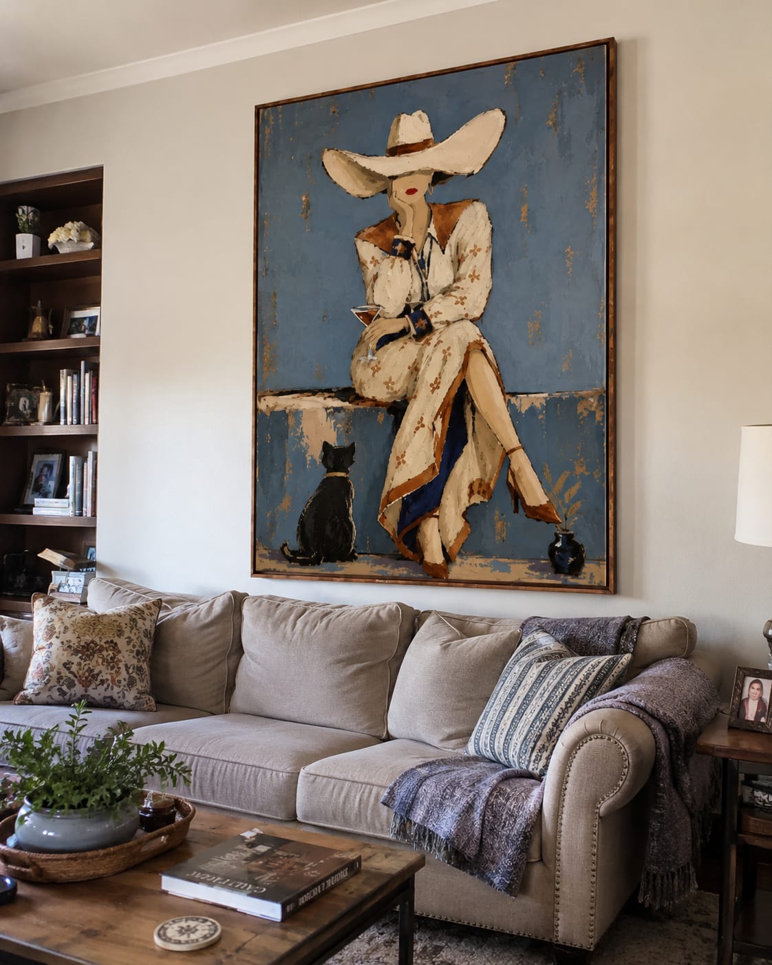 Customer photo review of Blue Hour-Cowgirl Cocktail Oil Painting