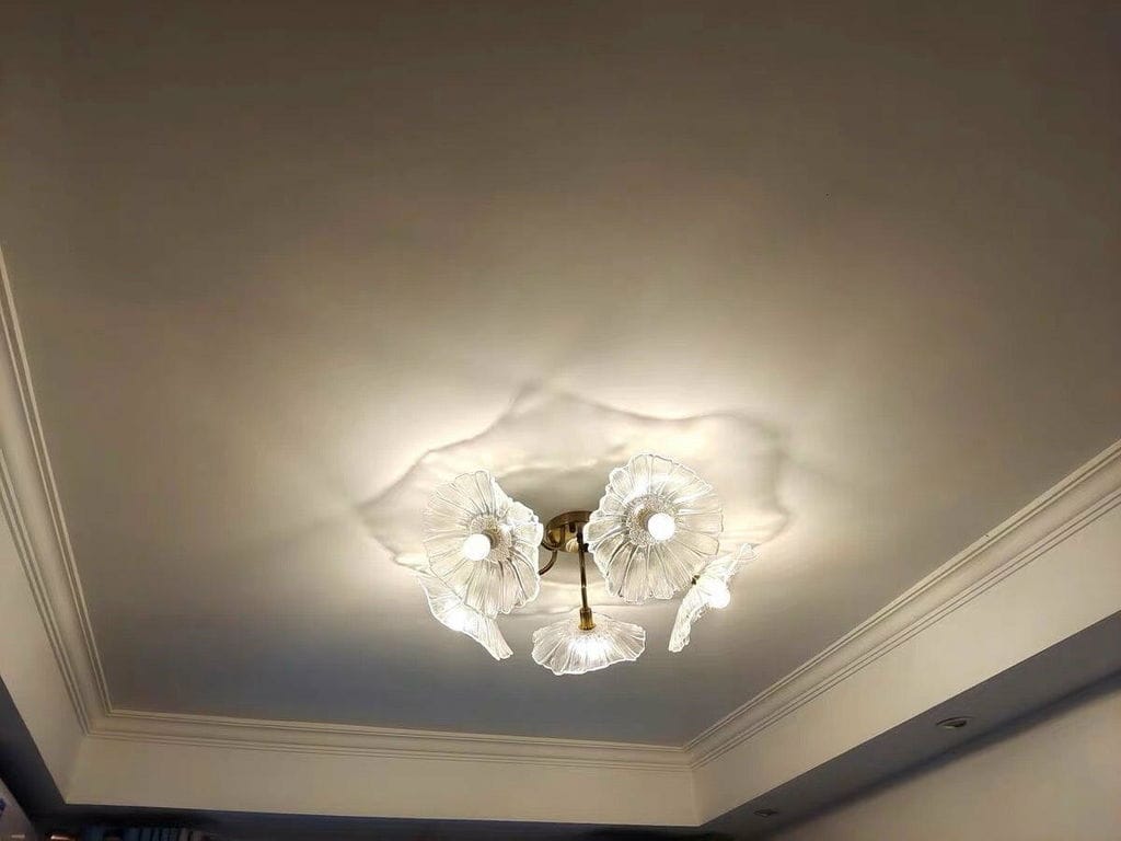 Customer photo review of Ceiling Light, Frosted Leaf Glass Shades, Gold, E27, Lotus Leaf
