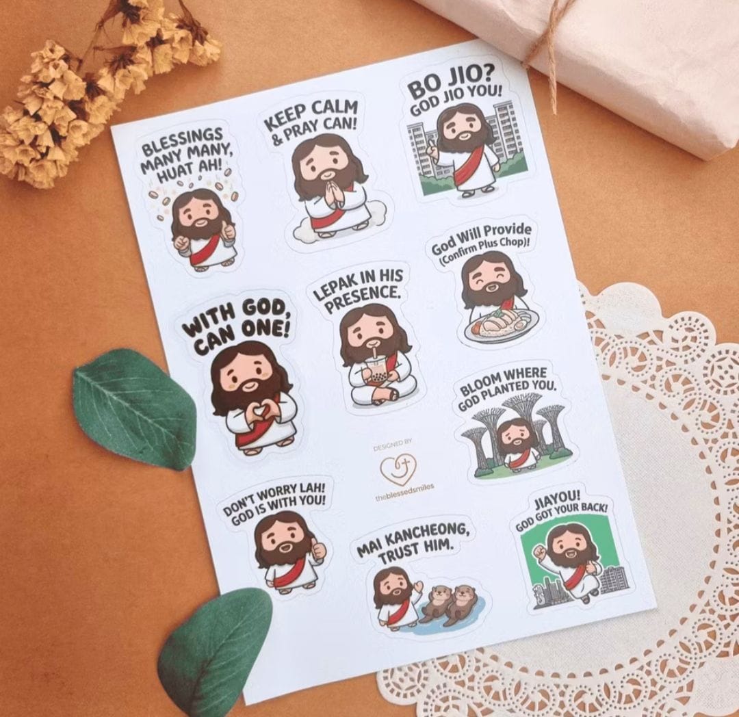 Customer photo review of Jesus Singlish Stickers Sheet