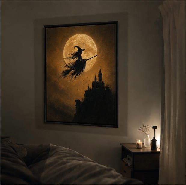 Customer photo review of Halloween Witch Castle Canvas Wall Art