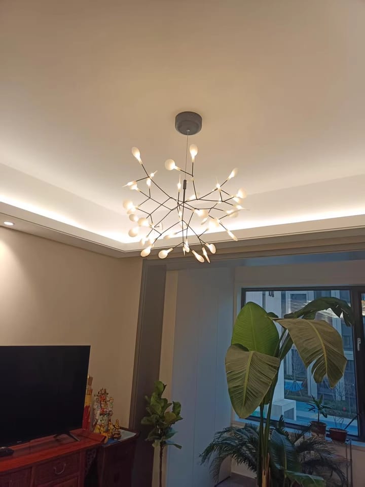 Customer photo review of Firefly LED Chandelier, Black Branch Design, Dimmable, 30-135 Heads