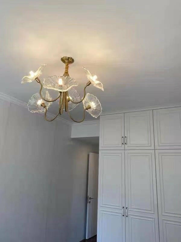 Customer photo review of Ceiling Light, Frosted Leaf Glass Shades, Gold, E27, Lotus Leaf